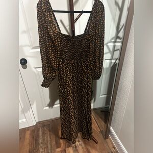 Few Moda Black and Mustard Dot Long Sleeve Maxi Dress
